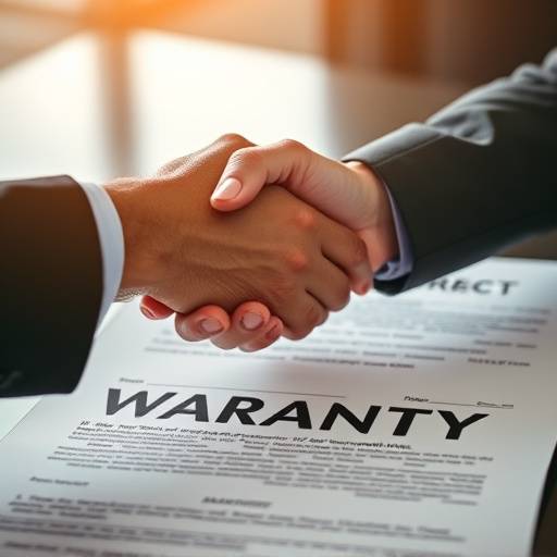 Mano dando la mano sobre un contrato de garantía